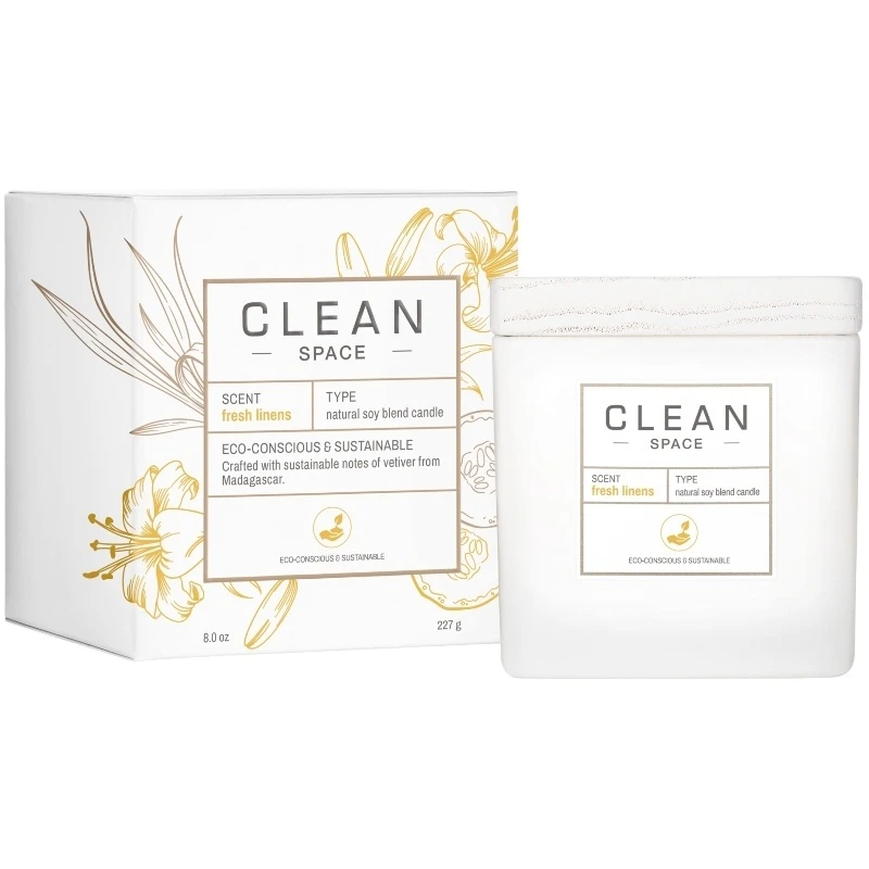 Clean Perfume Space Fresh Linens Candle 227 Gr. 2 Clean Perfume Space Fresh Linens Candle 227 Gr. - Billede 2
