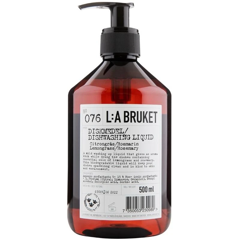 L:A Bruket 076 Dishwashing Liquid 500 Ml - Lemongrass/Rosemary 1 L:A Bruket 076 Dishwashing Liquid 500 Ml - Lemongrass/Rosemary