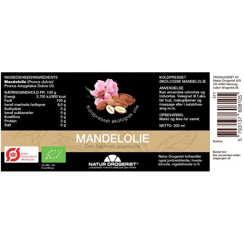 Natur Drogeriet Almond Oil 200 Ml 2 Natur Drogeriet Almond Oil 200 Ml - Billede 2